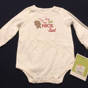 NWT Circo white Christmas onesie with Gingerbread and sparkles Size 9M